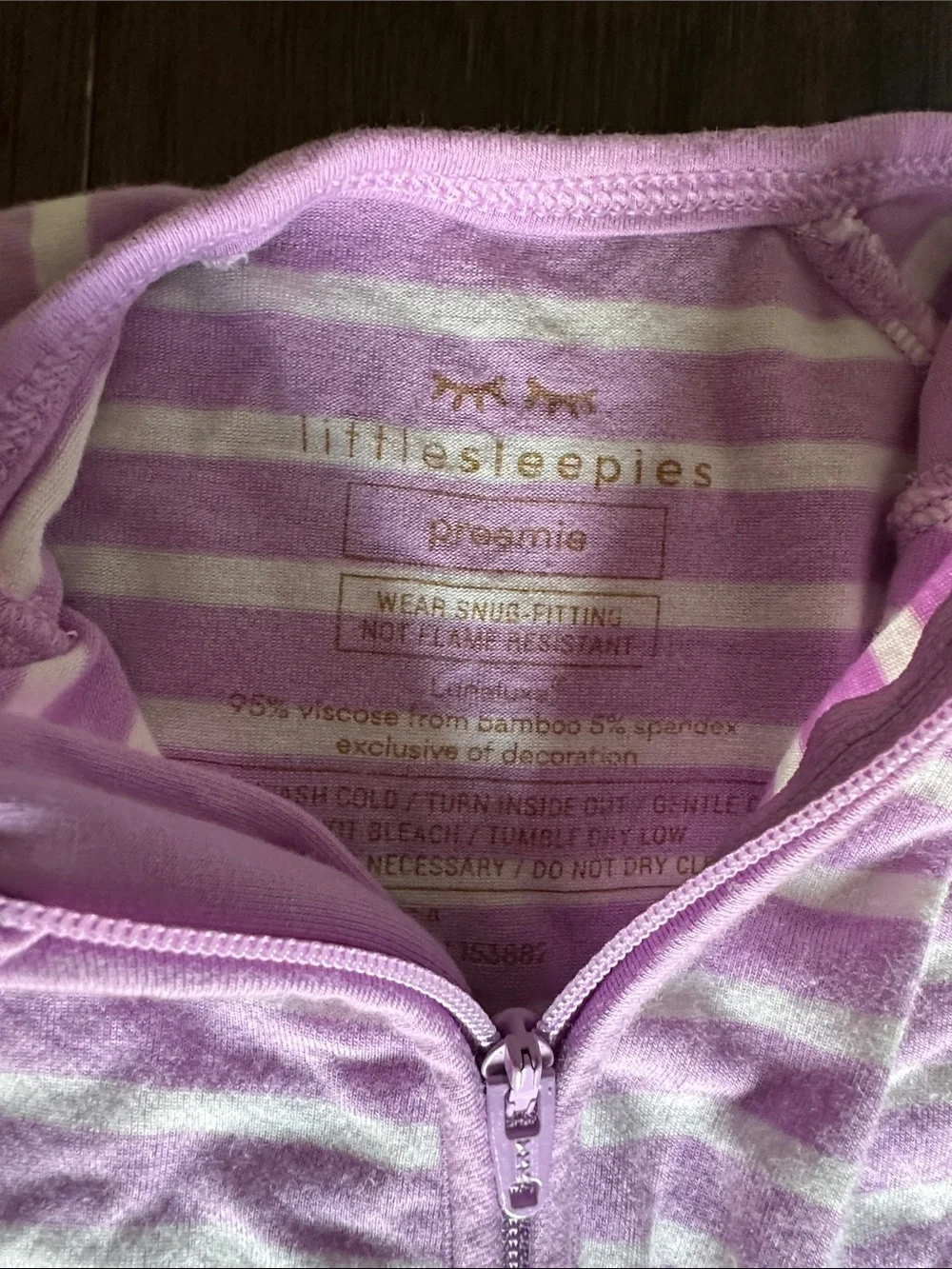Little Sleepies Striped Lavender  Zipper sleeper
